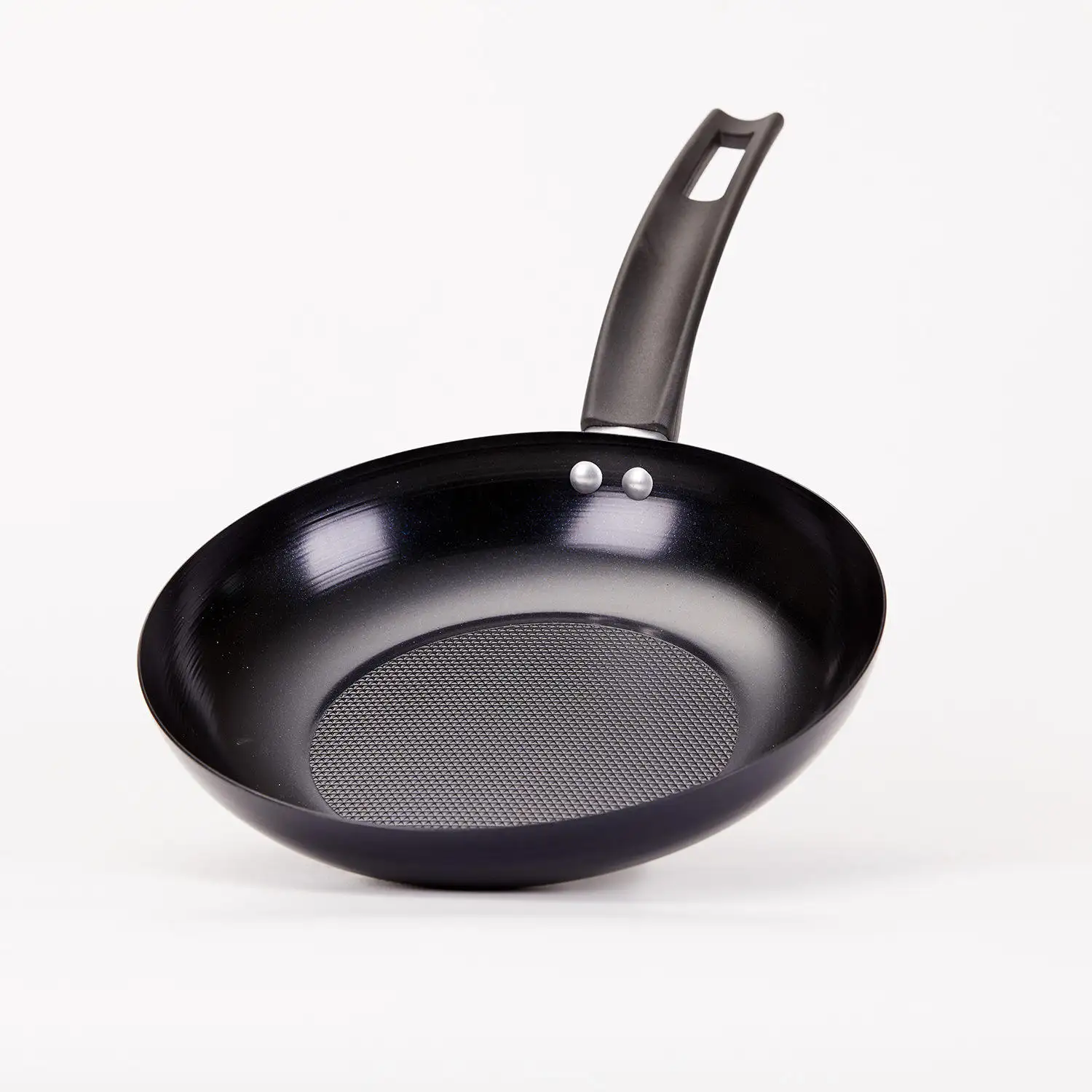 Nấu ăn lành mạnh thép carbon Chảo Pan không dính Fry Pan với tay cầm bằng gỗ