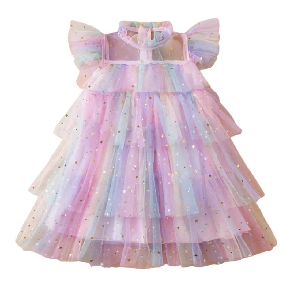 Vestidos de tutú para niños pequeños de diseñador 2024, vestido de cumpleaños de princesa, vestido infantil con capas de lentejuelas para niñas de 2 a 7 años