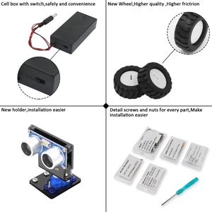 LAFVIN con Tutorial Turtle Kit di montaggio fai da te Kit per auto Robot intelligente per Arduino