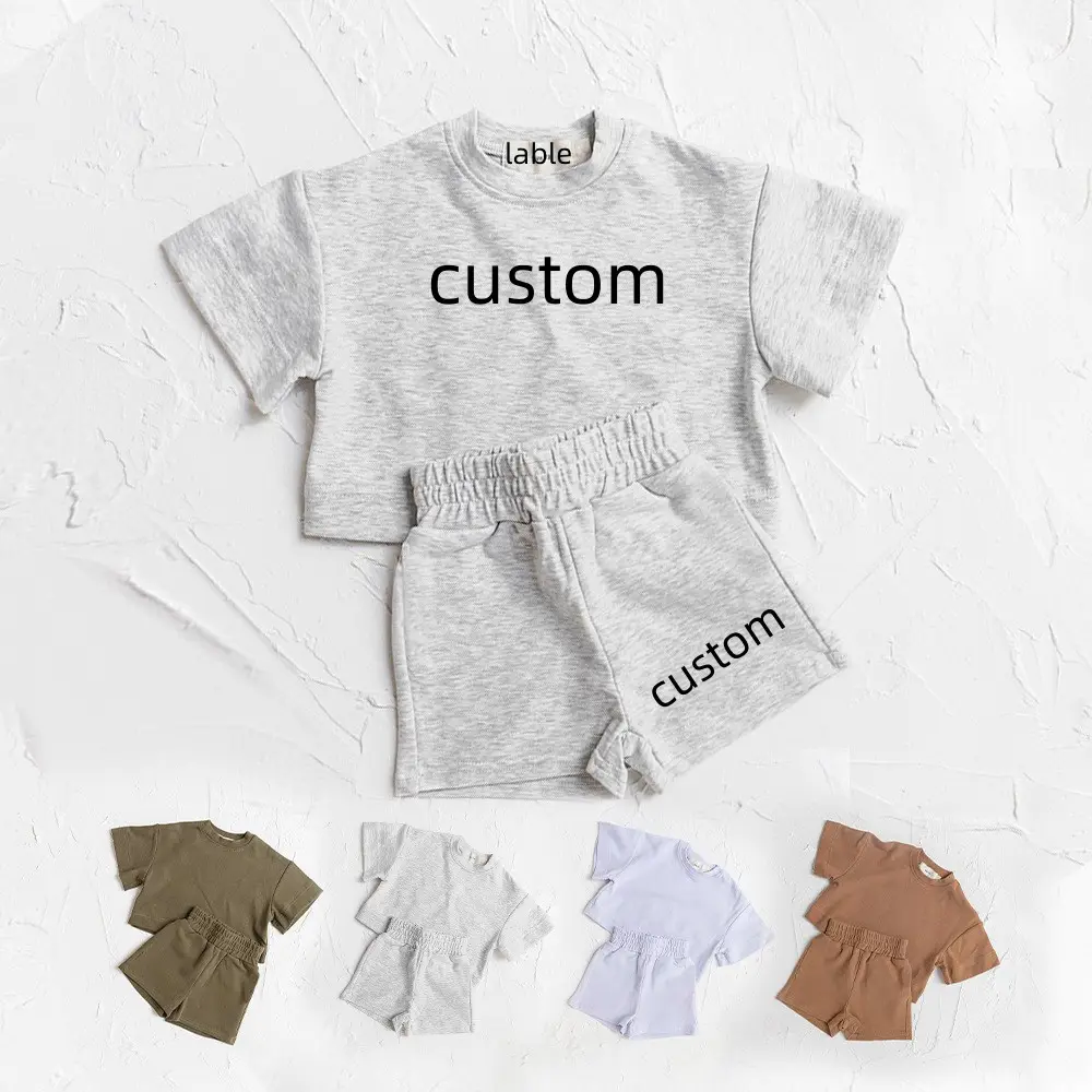 Duanding CUB Summer Children tuta Set 100% cotone Tee Shirt Oversize Cargo Shorts maglietta e pantaloncini personalizzati bambini Streetwear