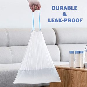 Bolsas de basura de cocina con cordón biodegradable LDPE HDPE respetuoso con el medio ambiente personalizado en rollo con corbata - Product Image 4