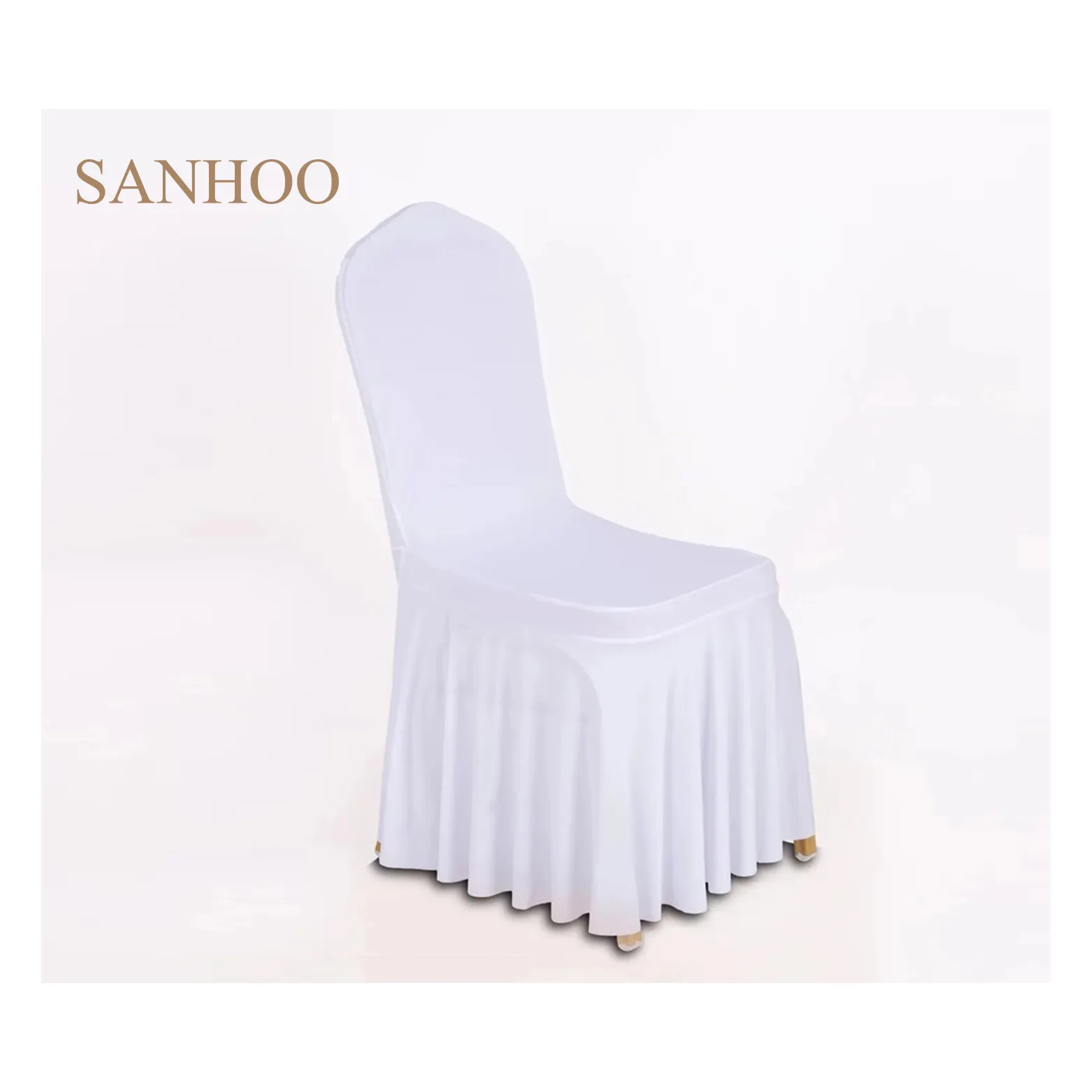 SANHOO, Mantel y funda para silla con volantes blancos, decoración de boda, fundas para sillas de Spandex