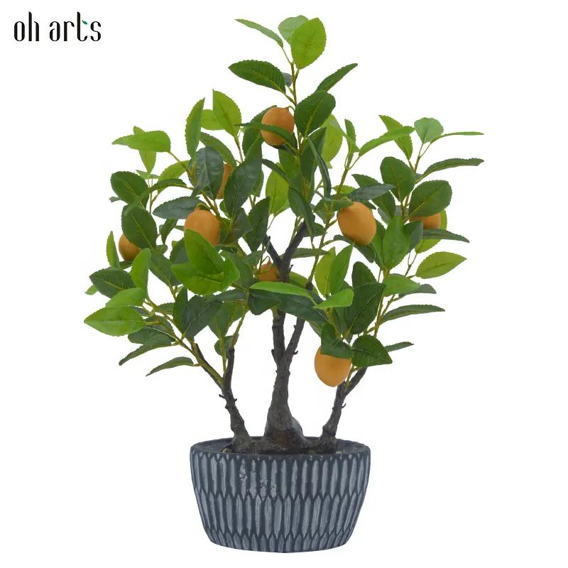 인공 식물 레몬 나무 냄비 실내 장식 조각 가짜 나무 녹색 식물 분재 실내