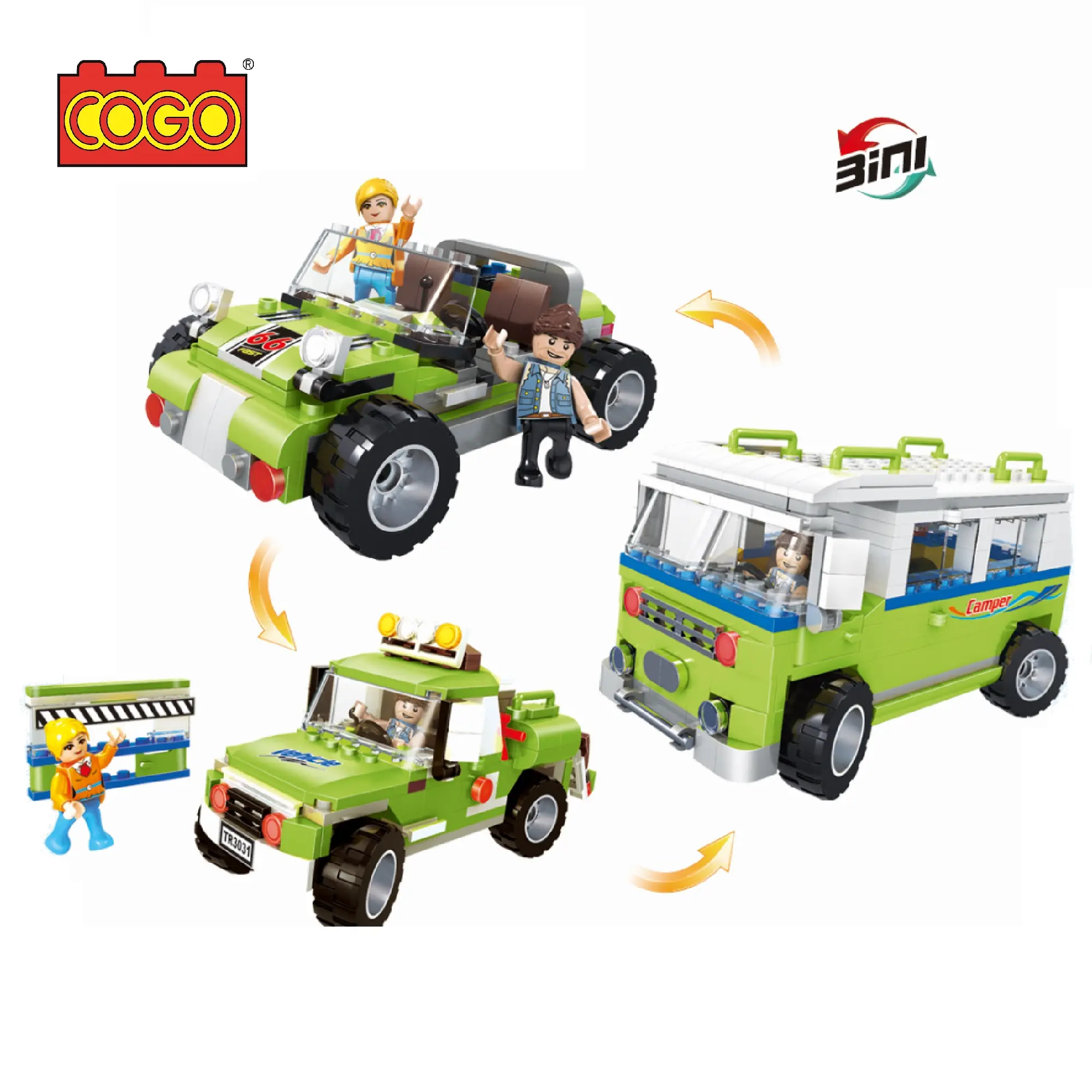 COGO 3 in 1 Building Blocks plastica ABS Touring Educational Construction Kids Building Block Sets