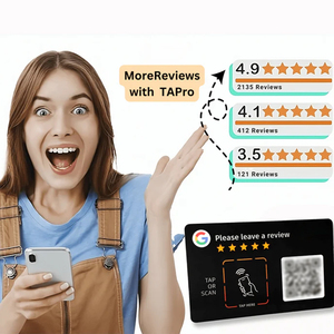 PVC Table Display Acrylic TAP Stand Plaque Five Sign Tags Karte NFC 5 Star Rfid QR <strong>Code</strong> 120X120mm Google Review Epoxy Sticker - Product Image 2