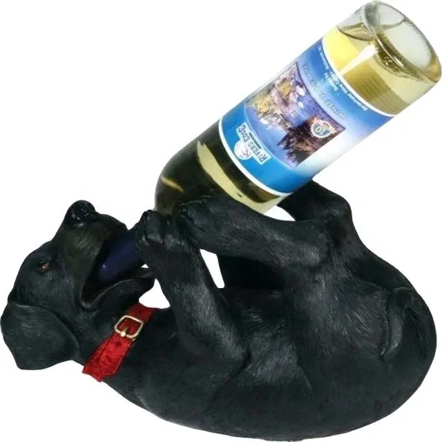 Estante de exhibición de vino decorativo personalizado, soporte de botella de vino con forma de Animal, resina 3d, negro