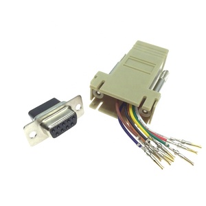公母DB9 RS232 9孔串行端口适配器8P8C RJ45连接器，用于电信计算机设备，用于两个公 - Product Image 1