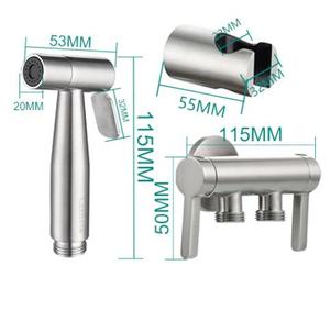 Doğu yüklemek için duvara montaj pirinç bide püskürtücü el bez alt değiştirme püskürteci Set tuvalet için 1 in 2 ile açılı vana - Product Image 5