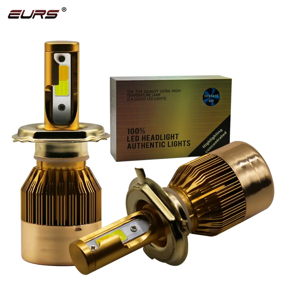 EURSC6ゴールドデュアルカラーホワイトイエロー温度範囲LEDヘッドライトフォグライトH1H3 H4 H7 H8 H9 H11 880 8810 9005 9006