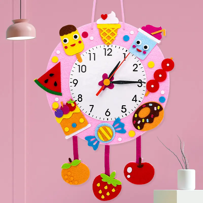 Asilo assemblato creativo fai da te fatto a mano orologio artigianale di stoffa apprendimento giocattoli educativi per bambini regali per bambini