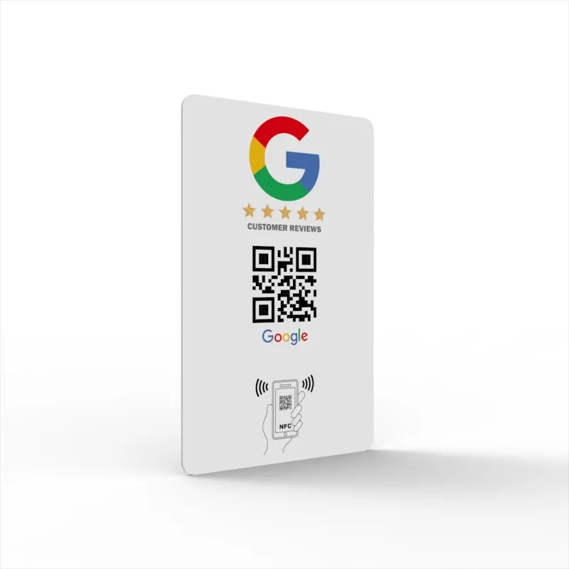 بطاقة مراجعة google مطبوعة مخصصة من SIlone تدعم الاتصال قريب المدى بطاقة هوية معدنية ذكية بنظام PVC لرؤية الاتصال عن طريق rfid وبطاقة هدايا google play