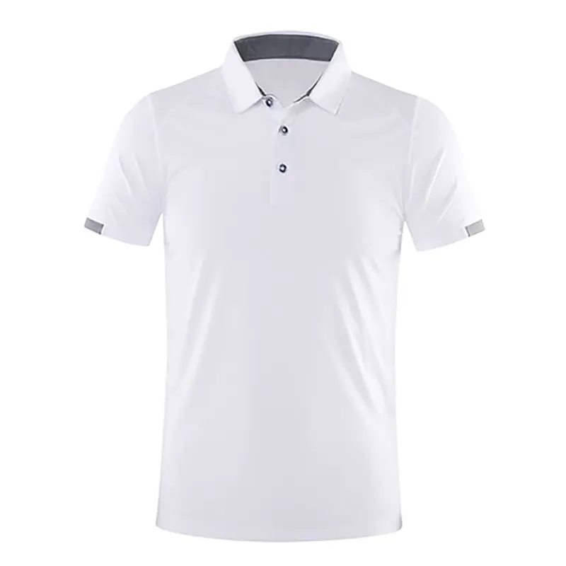 Poloshirt Katoenen Gebreid Poloshirt Golfshirt Polo Vrouwen Unisex Witte Kleur