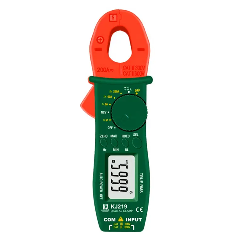 KJ219 Modèle de poche AC/DC 200A Courant Tension Ohm True RMS Auto Range Capacitance Digital Clamp Meter