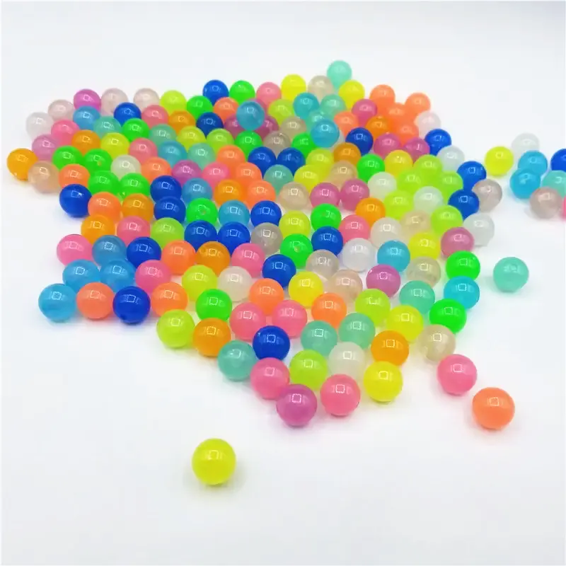 New product 6mm 8mm 10mm fluorescent plastic round beads acrylic luminous beads for DIY Children's Bracelet