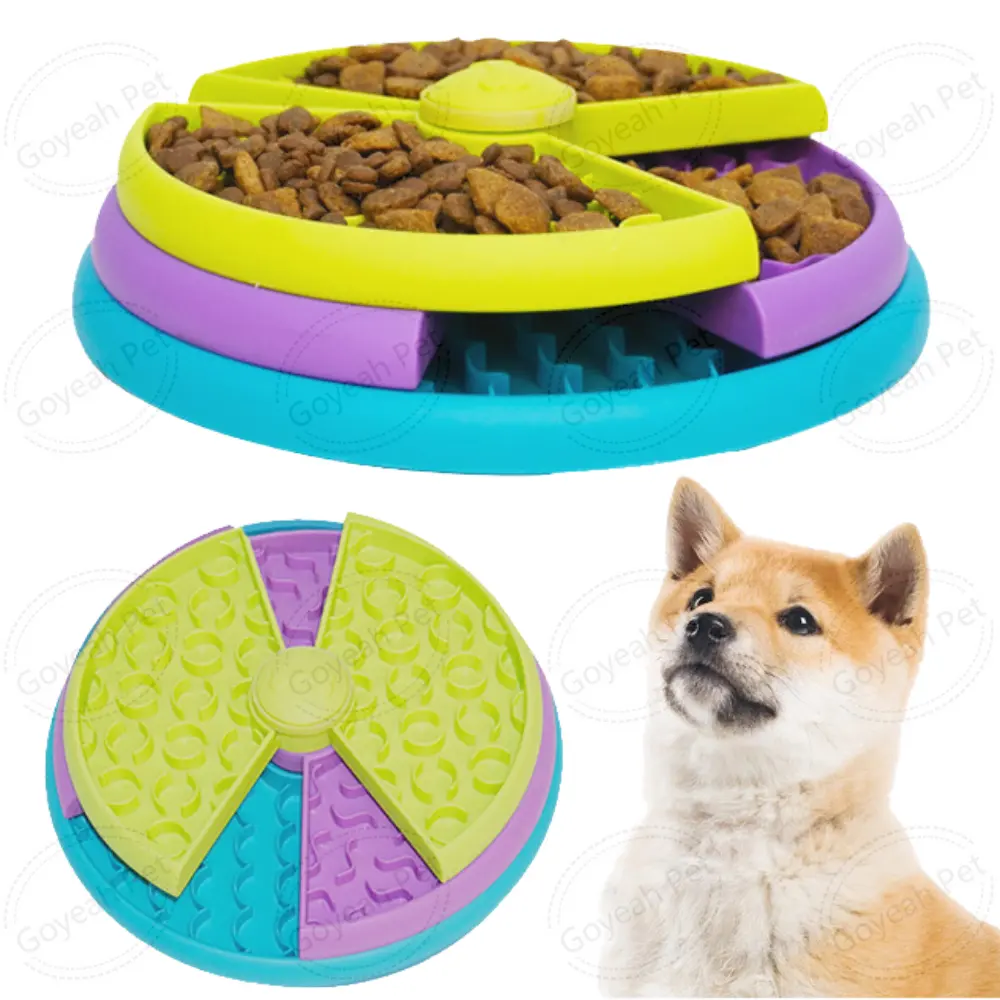 Juguete de rompecabezas interactivo para perros de 3 capas, cuencos para perros de alimentación lenta para alimentos secos, húmedos y crudos