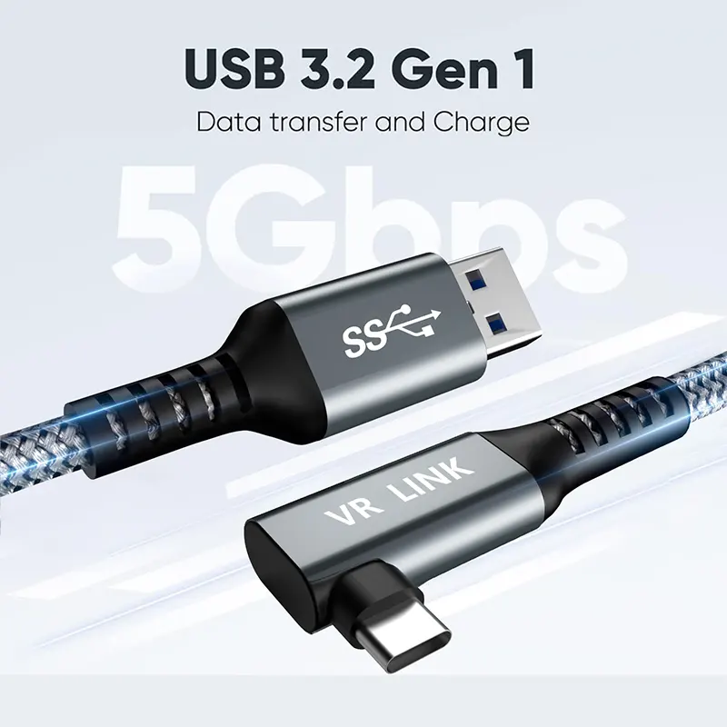 USB 3.2 Gen1 Typ C rechtwinkliger Anschluss stecker Flexible VR-Gaming-USB-Datenkabel