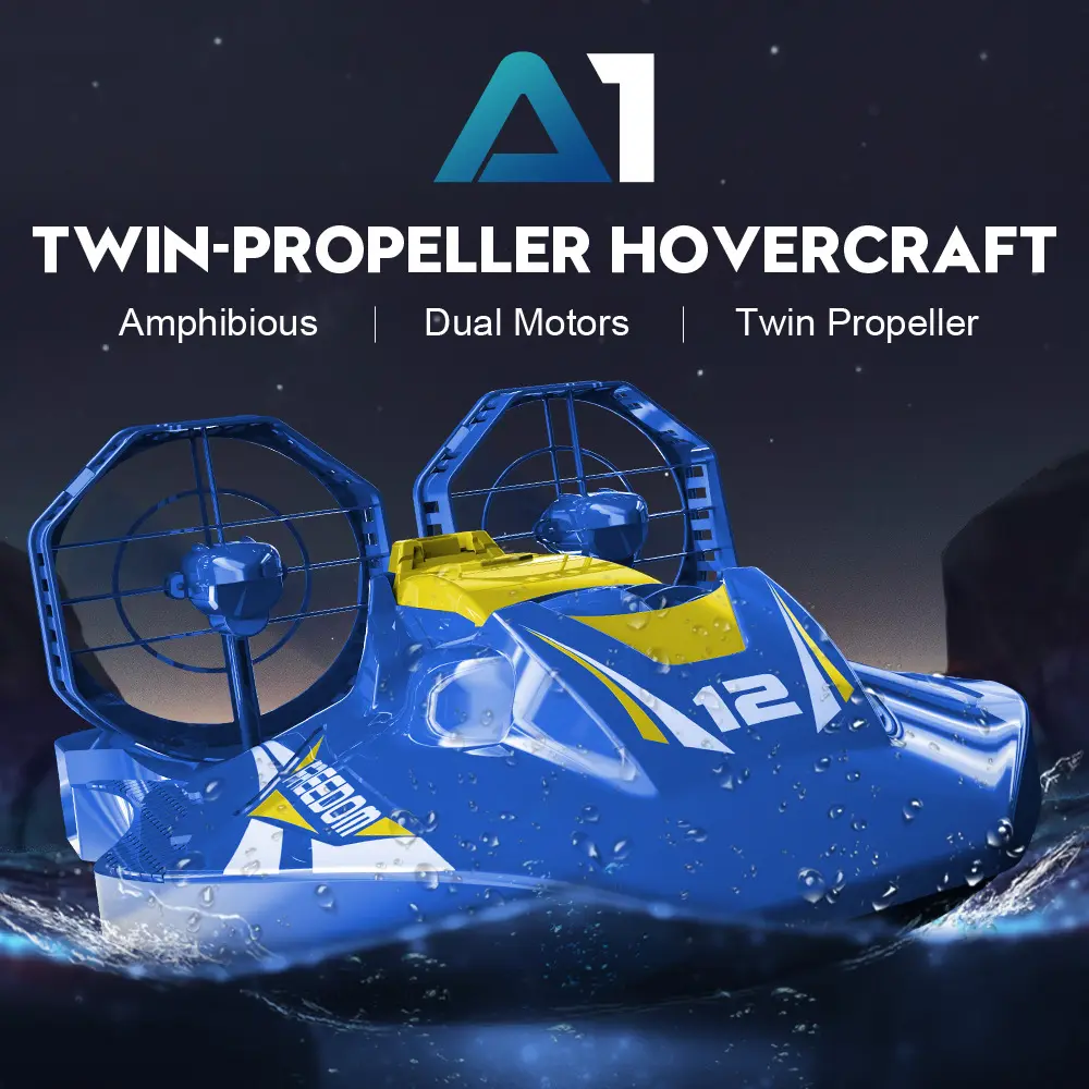 Hovercraft anfíbio transfronteiriço, barco de controle remoto, modelo de lancha de corrida, barco elétrico de brinquedo para meninos