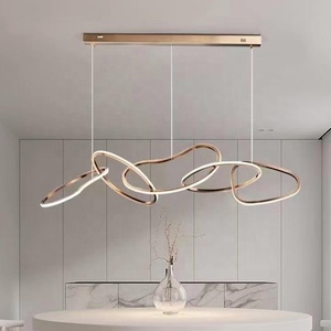 ใหม่ที่ทันสมัยจี้แสง5แหวนวงกลมสีทองโคมระย้าการออกแบบที่ทันสมัยตกแต่งบ้านอะคริลินำโคมไฟเพดาน - Product Image 1
