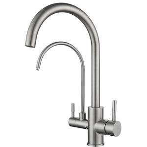 不锈钢滤水器厨房水龙头双手柄2功能3路360度旋转单厨房浴室水槽