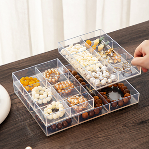 Cajón de plástico transparente con precio de fábrica al por mayor, caja de almacenamiento con mango de cuerda, compartimentos a prueba de polvo, uso de joyería para dormitorio, PS - Product Image 3