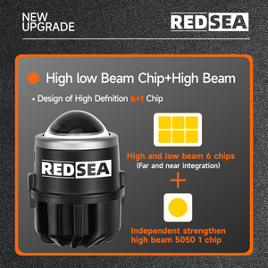 Redsea F20 Auto <strong>LED</strong> Fog Lamps <strong>40w</strong> 3000K 2 Inch Bi <strong>LED</strong> Projector Lens 12V <strong>24V</strong> Driving Light Fog Light for Universal Type - Product Image 2