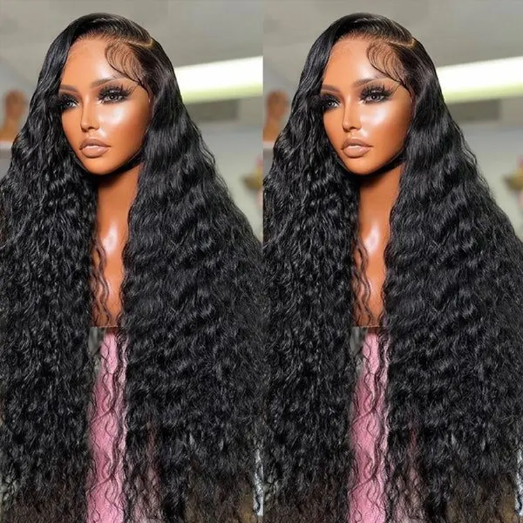 FREE Ship 13X4 water wave wig Glueless hd lace wig Vendor Unprocessed Brazilian pre plucked real human hair wig
