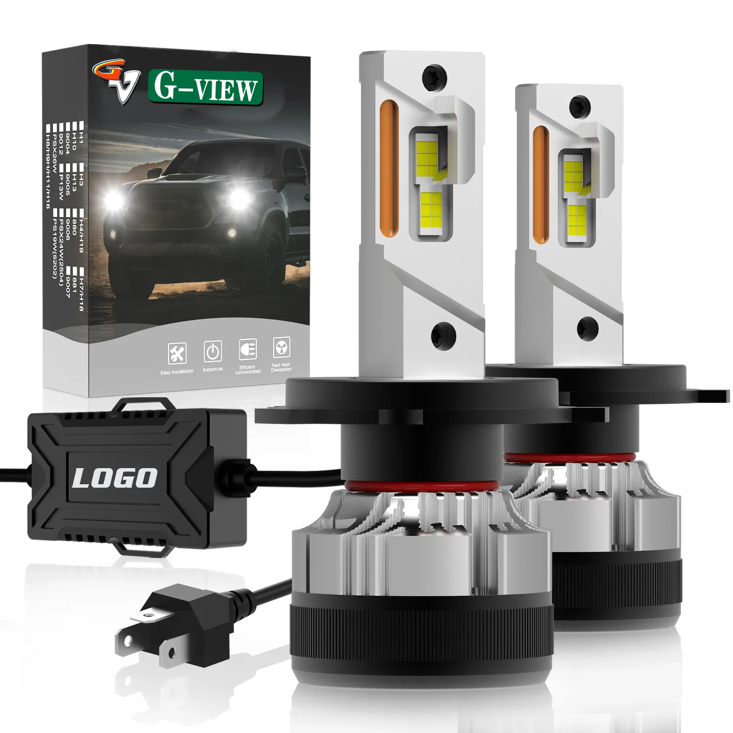 مصابيح سيارة عالية شعاع منخفض لمروحة Gview H4 LED moto إضاءة أوتوماتيكية مصباح أمامي Canbus سيارة led HB2 H4 لمبات led للمصابيح الأمامية led