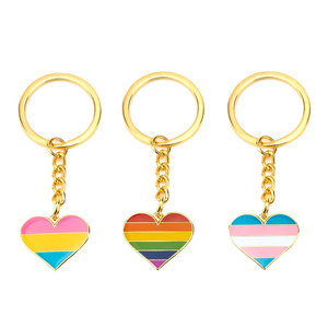 Custom Heart <strong>Shaped</strong> Lesbian Lgbt <strong>Flag</strong> Key Chain Keyring Metal Enamel Epoxy Dome rainbow Gay Pride <strong>Keychain</strong> - Product Image 2