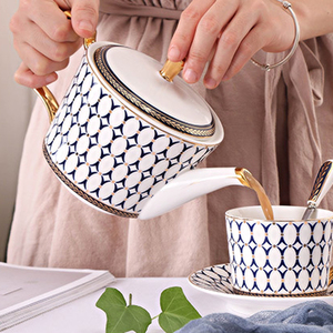 热销欧洲玉兰花金线陶瓷茶具OEM设计瓷杯茶碟套装 - Product Image 6