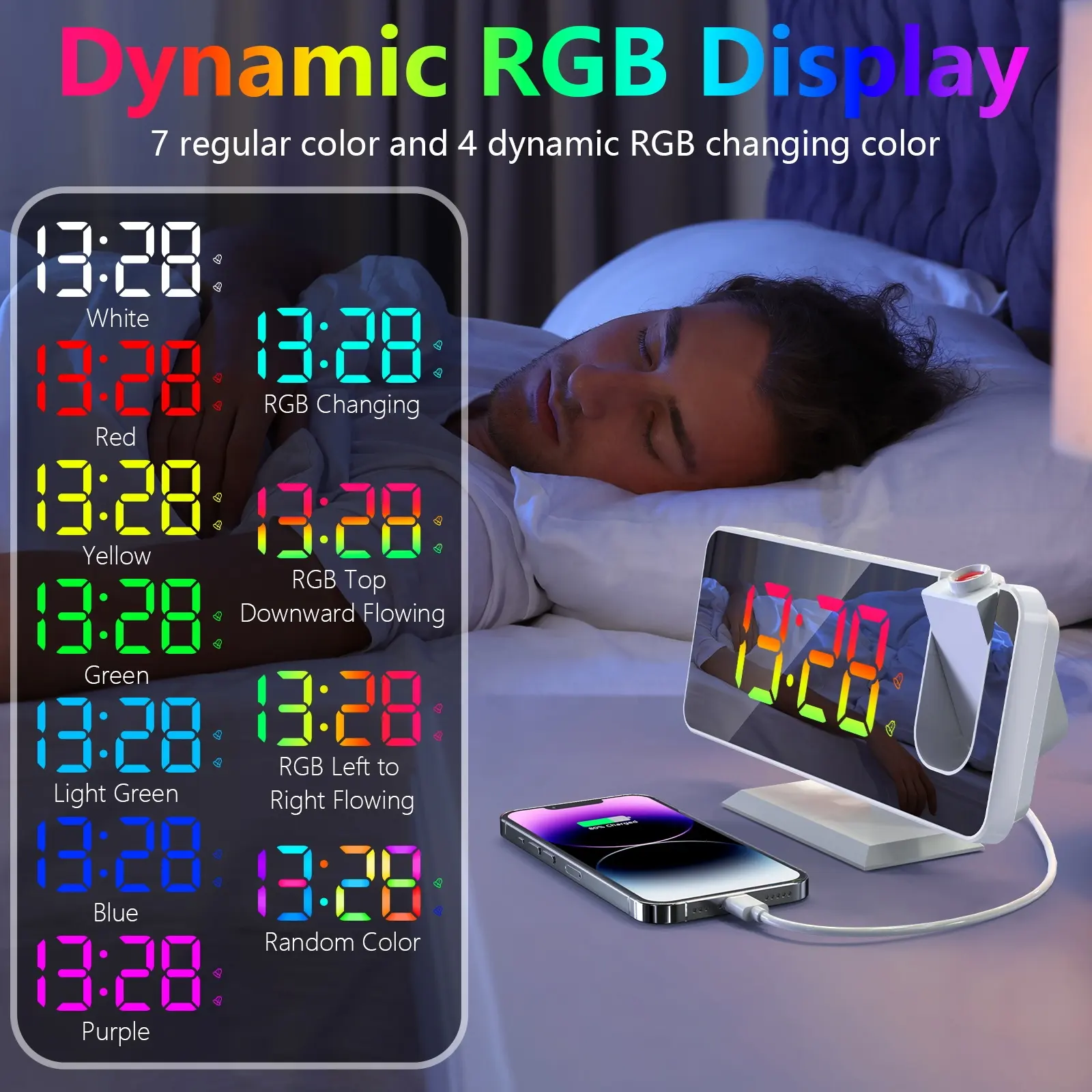 2023 nuovi arrivi Dynamic RGB cambia colore da tavolo orologi Led da tavolo sveglia digitale ad alto volume