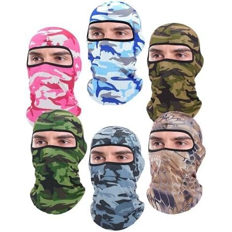 6 Pack Ski Mask - White Red Olive Green Pink Neon Yellow Grey