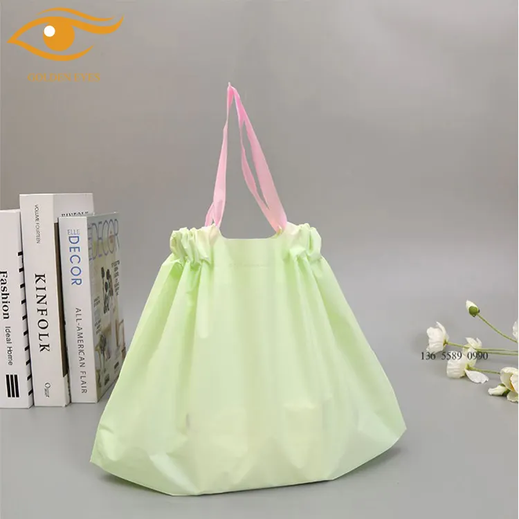 Newest design colorful drawstring plastic shoes bag clothing bag for shop