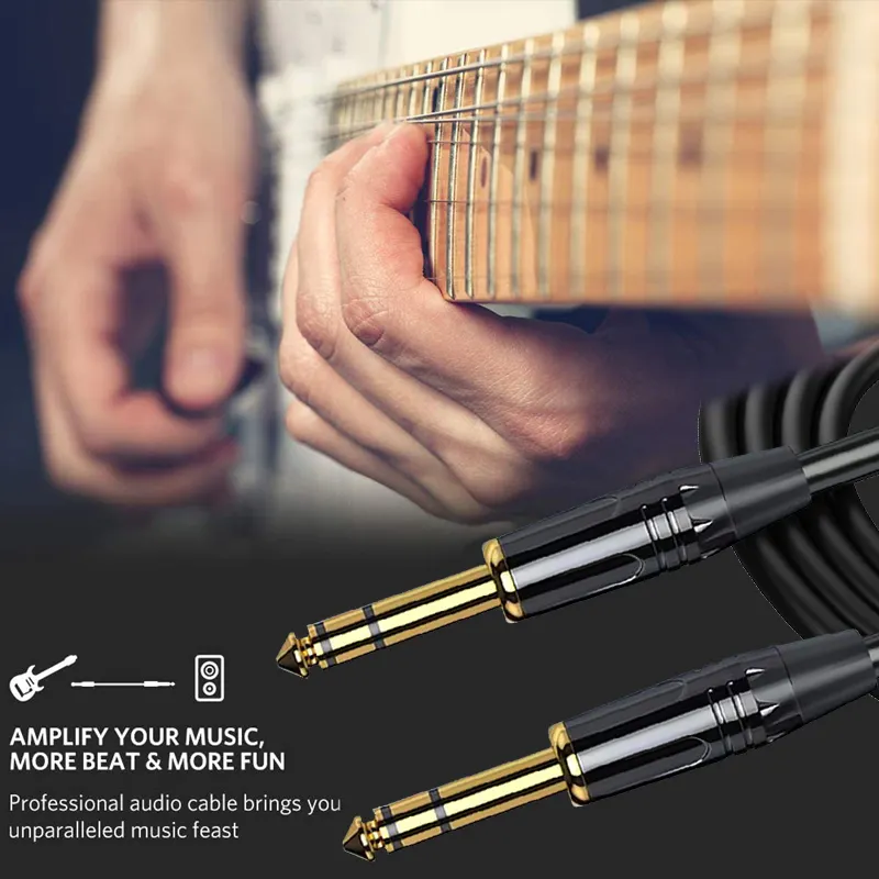 Cable de guitarra eléctrica Jack 6,35 1/4 pulgadas TRS instrumento Patch cable estéreo 6,35mm audio Jack a Jack cable