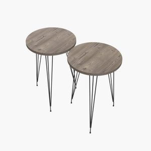2端桌松木灰色原木沙发侧茶几床头柜阳台酒廊桌 - Product Image 1