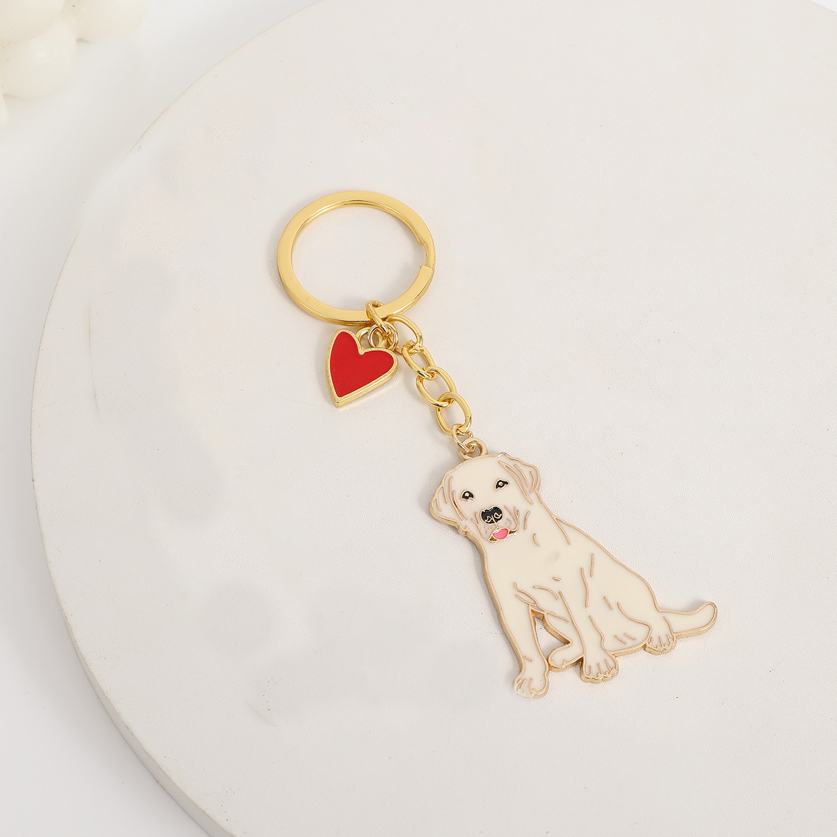 Chain gold-labrador red tip-heart