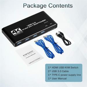 OEM Factory K2 Dual Computer Control 4K 60Hz USB <strong>3</strong>.0 <strong>KVM</strong> <strong>Switch</strong> 2 in <strong>1</strong> Out Adapter <strong>KVM</strong> <strong>Switch</strong> Adapter