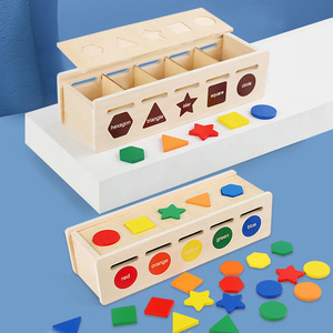 Unisex Montessori bulmaca oyuncaklar çocuk ahşap renk S sınıflandırma kutusu 2-4 yaş bilişsel eşleştirme tanıma becerileri - Product Image 3