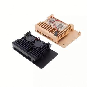 Para Raspberry Pi 4 3 Modelo B 3B Plus Funda de aluminio con ventilador de refrigeración dual Carcasa de carcasa de metal para RPI Raspberry Pi 4 3 Modelo