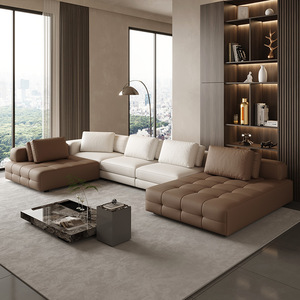 Italian Style Large Genuine Leather Corner Sofa Simple Design <strong>Combination</strong> for Villa or Apartment Living Room-Lawrence Set - Product Image 3