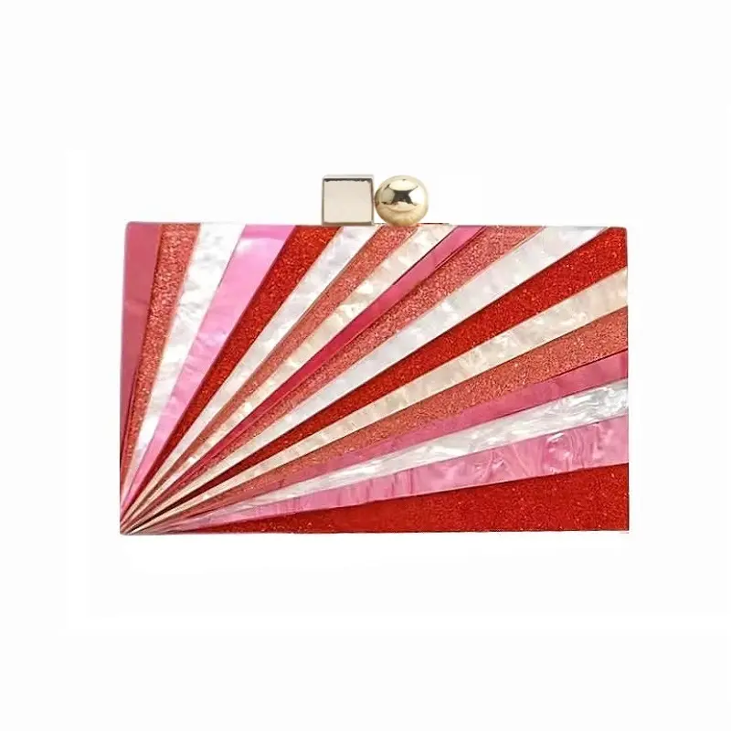 Luxe Glitter Unieke Rode Portemonnees En Handtassen Vrouwen Schouder Cross Body Acryl Clutch Trouwtas