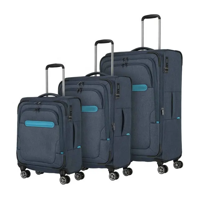 Estojo de carrinho de viagem com dois tons, conjunto de 3 peças de malas macias para viagem, para homens e mulheres, família