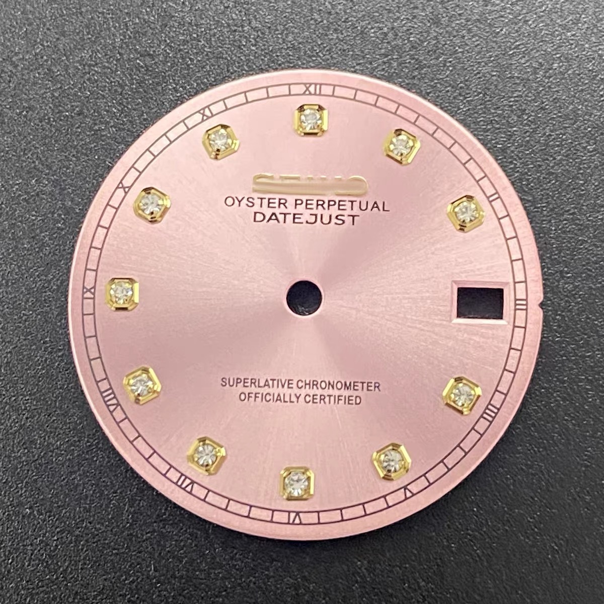 Pink Dial Gold Applied Indices