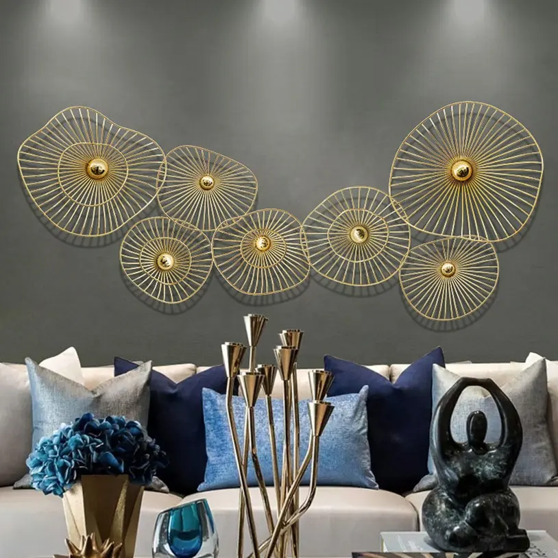 Moder design de flor ouro ferro sala de estar salão de beleza decoração parede