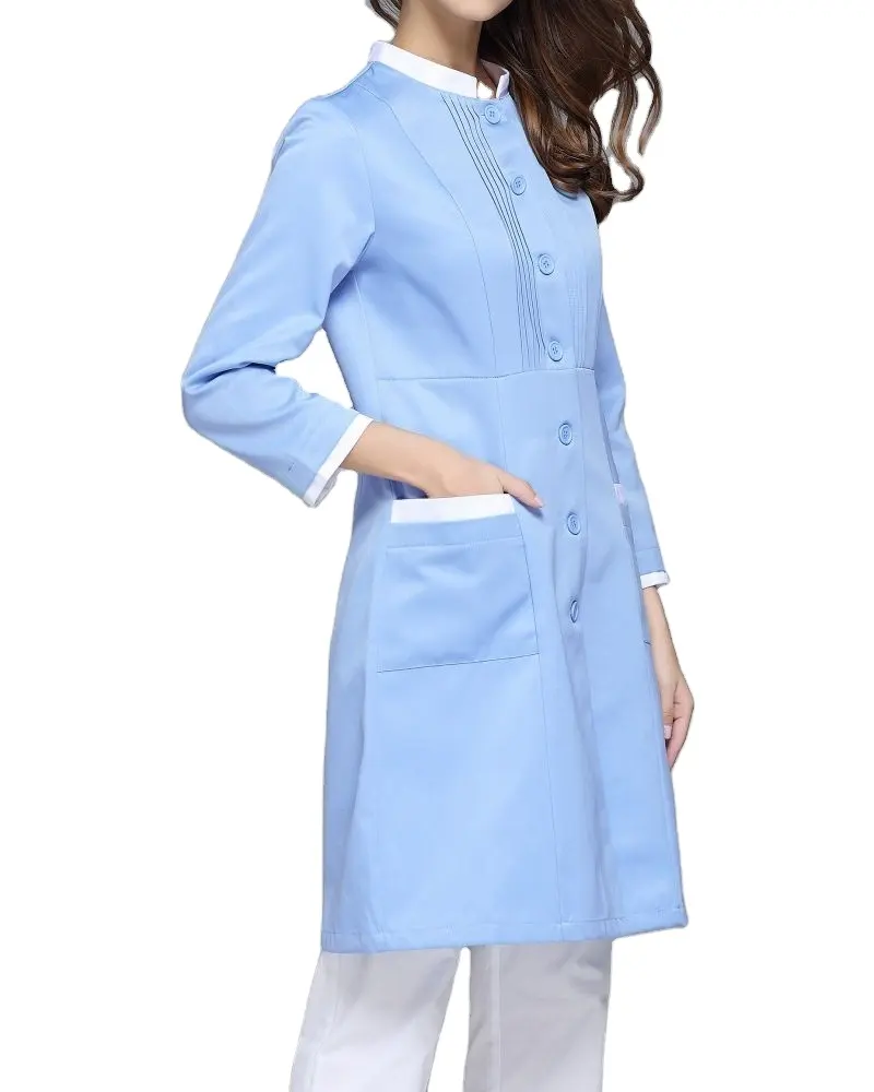 Uniforme de enfermeira anti-rugas, uniforme de enfermeira de manga longa para outono e inverno, com casaco de hospital