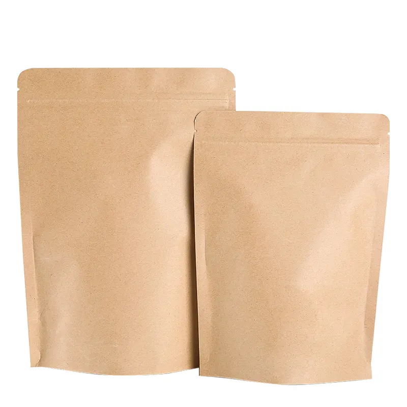 Коричневые мешочки из крафт-бумаги с застежкой-молнией, пакеты на молнии для упаковки продуктов, коричневые мешочки на молнии с индивидуальным принтом
