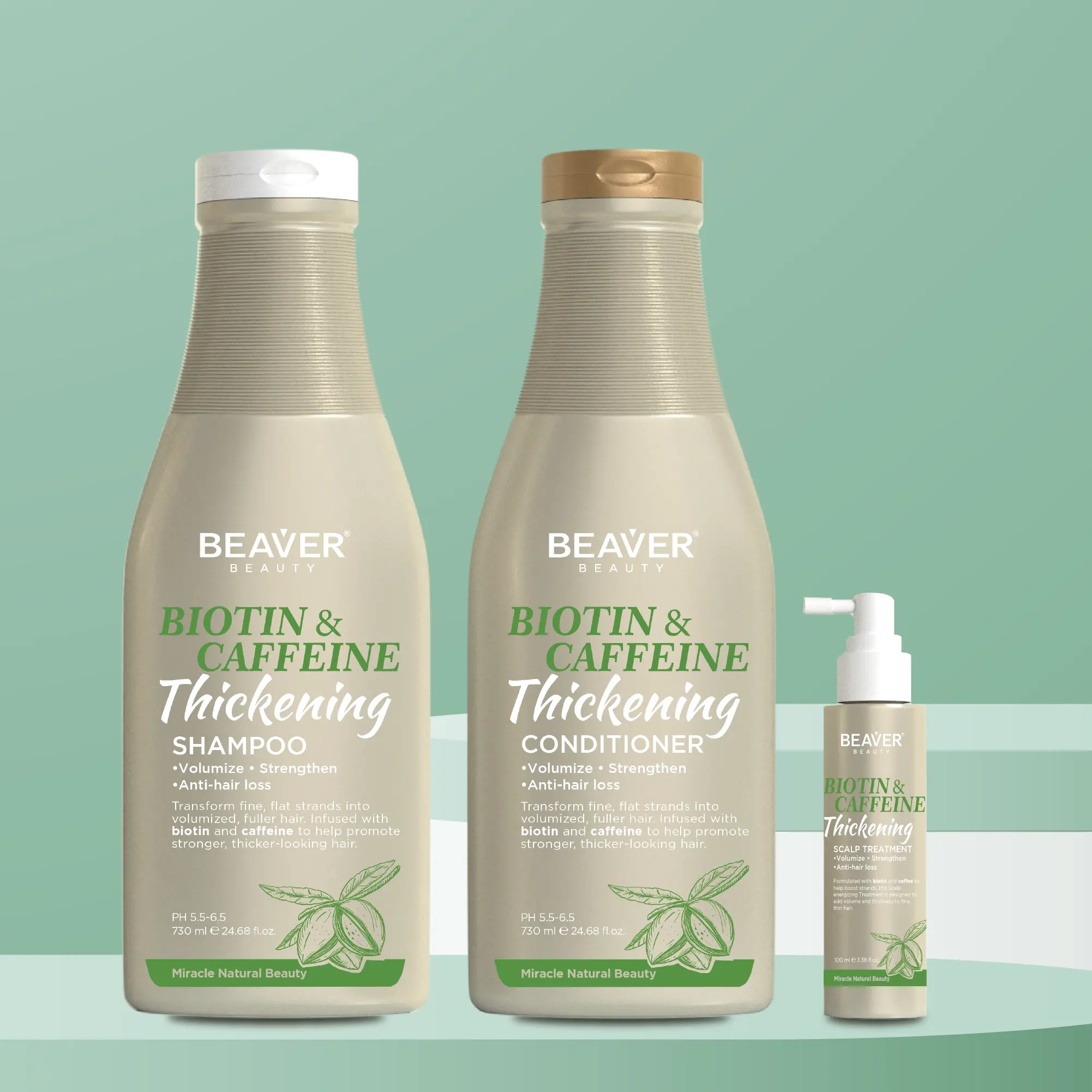 Beaver Biotine Cafeïne Verdikking Shampoo En Conditioner Set Voor Volume Versterken Voeden Haar Anti Haaruitval Groei Shampoo