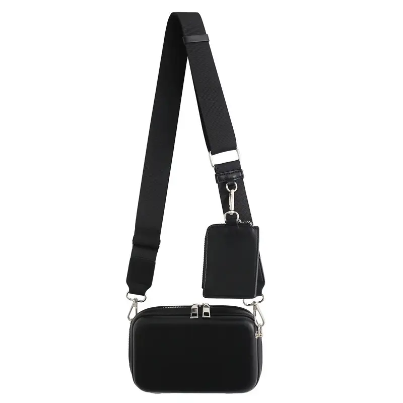 Yeni erkek siyah moda marka japon küçük kare çanta iki parçalı sert tek omuz Crossbody çanta göğüs çantası cep telefonu
