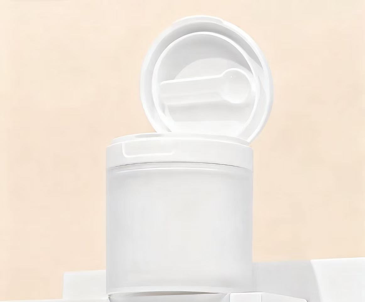Pot givré + couvercle rabattable blanc + cuillère