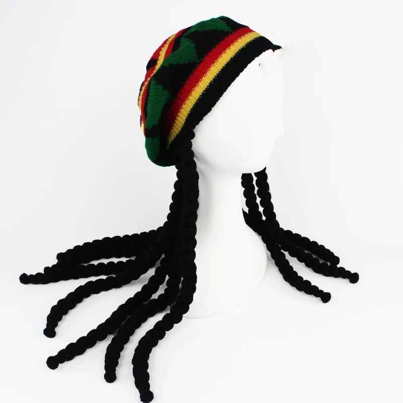 Cappello Rasta da donna in stile giamaicano con parrucca Rasta con capelli lunghi neri DreadLock con prodotti rasta Cap