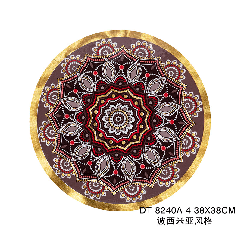 Bohemian Eco-friendly Waterproof Gold Vinyl PVC Round Placemats